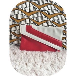 Red and white clutch